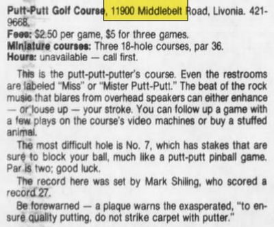 Putt-Putt Golf Course - May 1984 Article